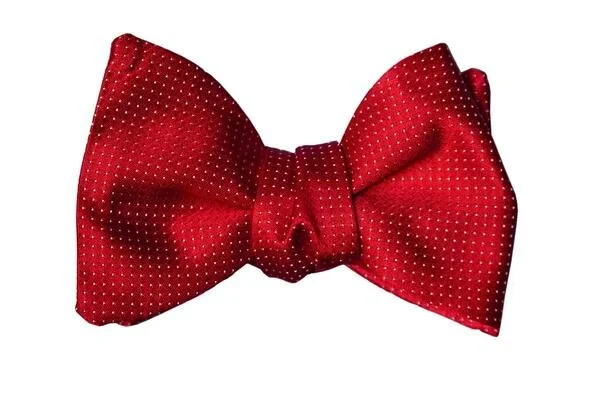 Red Satin Pin Dot Bowite — Mister Tuxedo